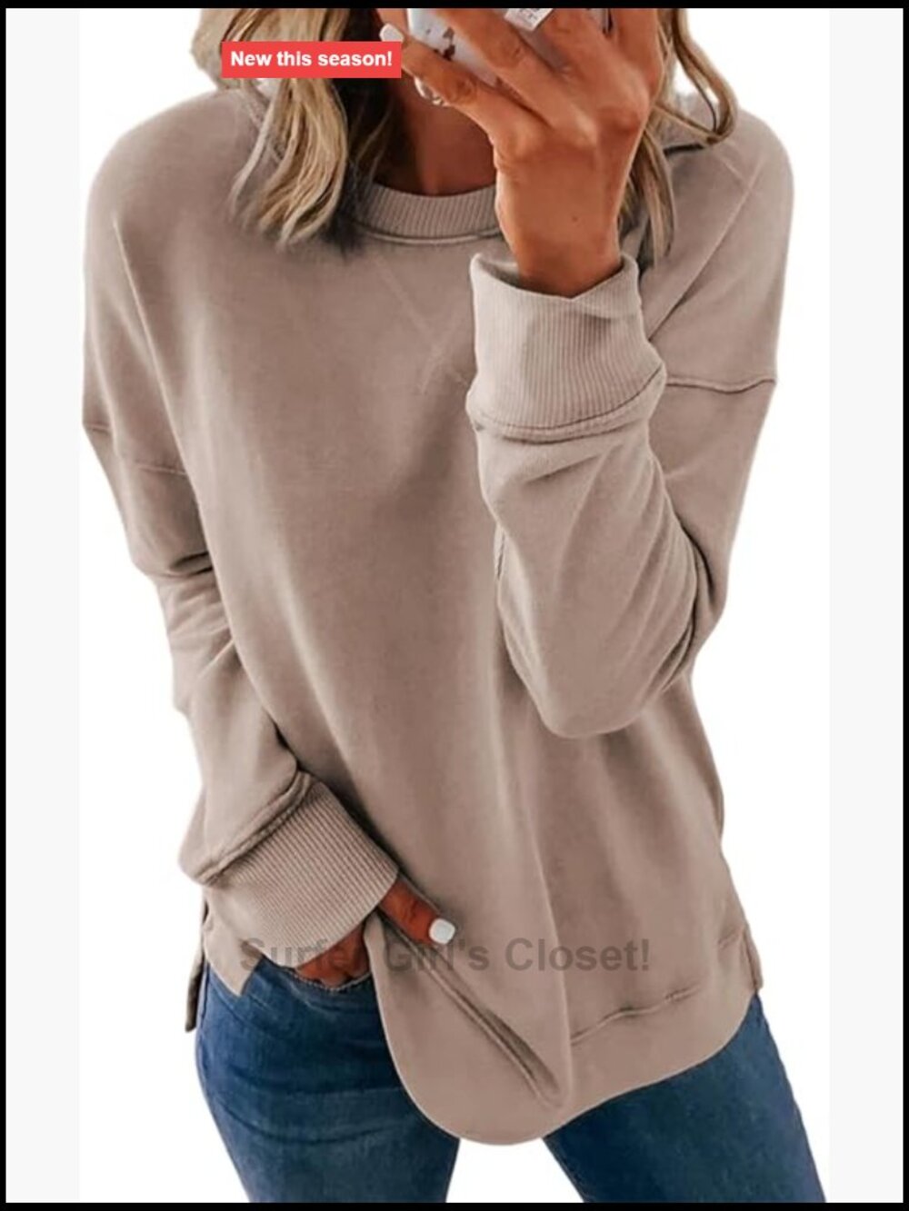 Womens Loose Fit Crew Neck Long Sleeve Pullover Sweatshirt Casual Top